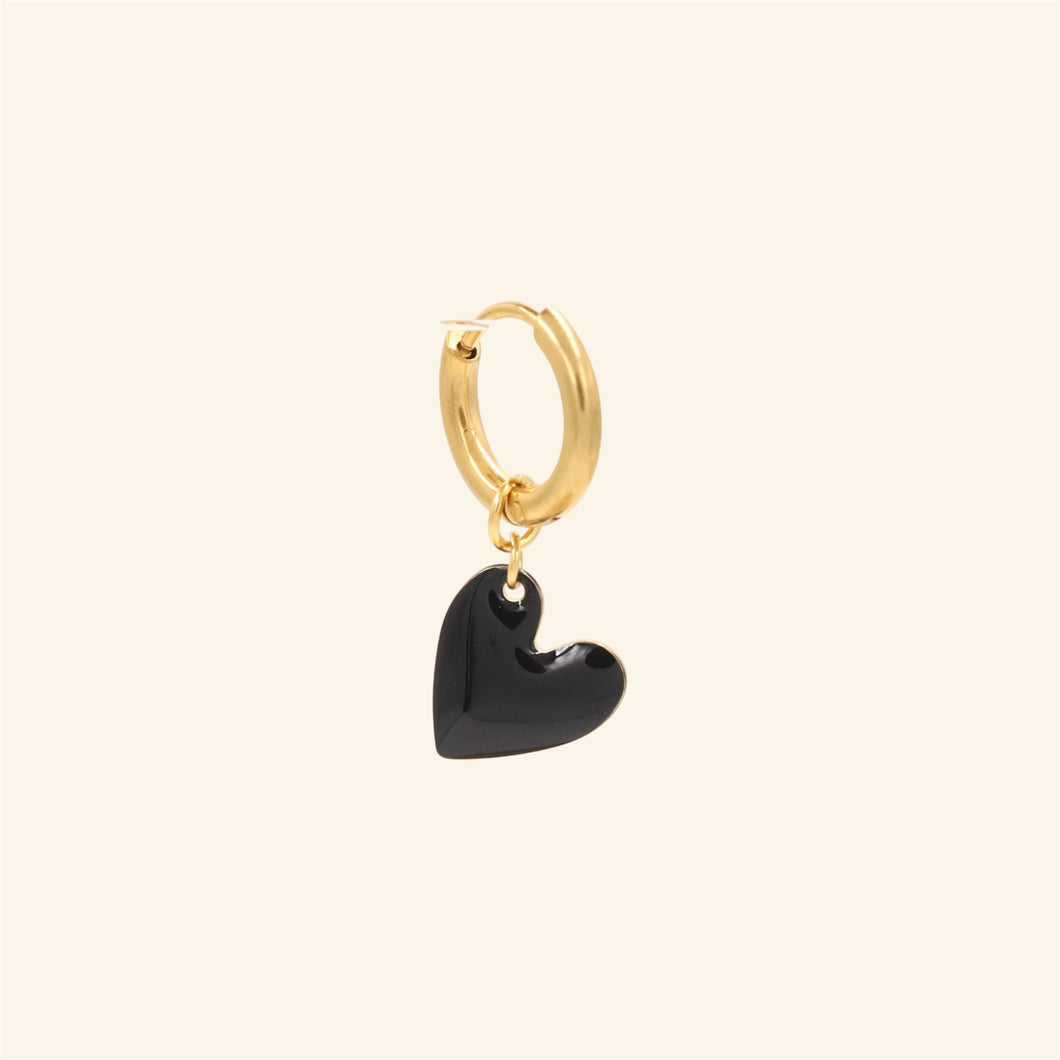 Mini Heart oorbel - zwart