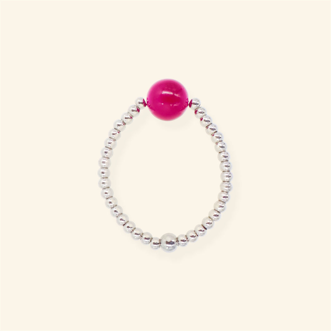 Fuchsia Bubble ring - zilver