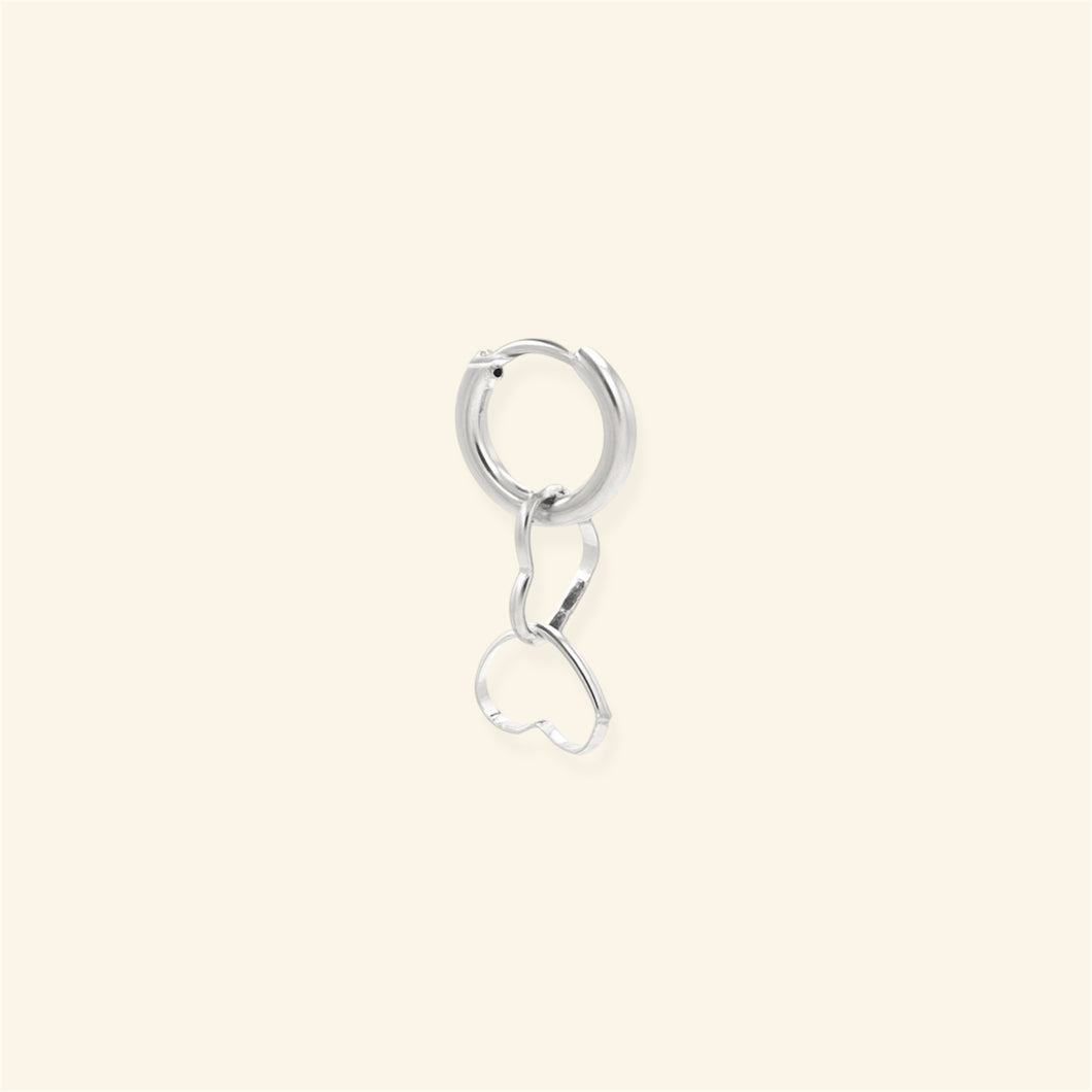Twin Heart oorbel - zilver