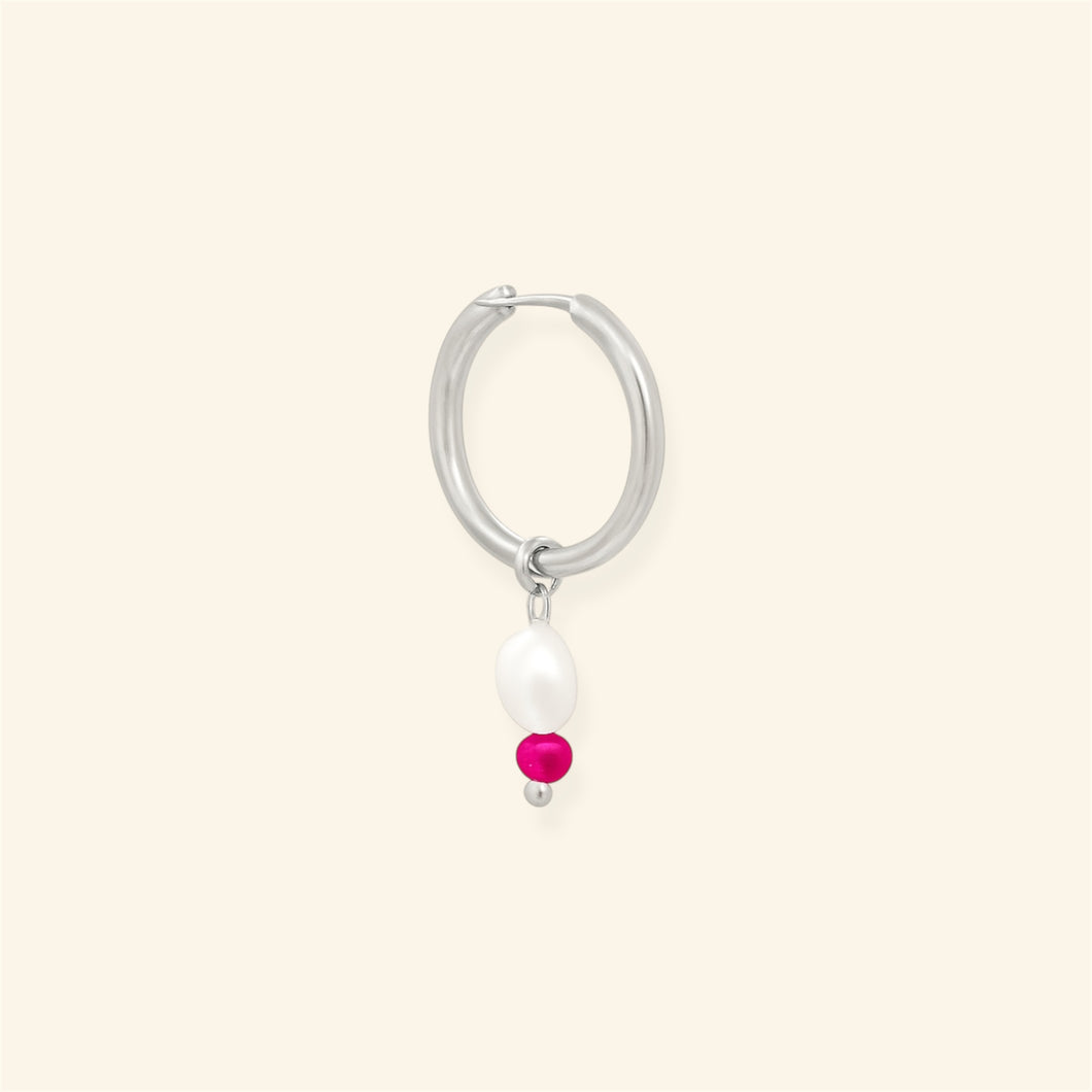 Pearl Facet oorbel roze - zilver