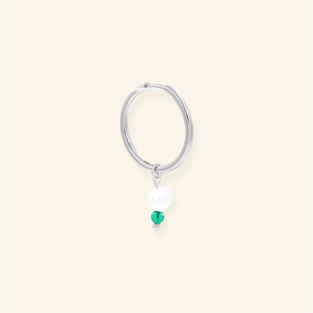 Pearl Facet oorbel groen - zilver